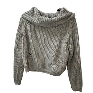 Moon & Madison Womens Sage Cowl Neck Pullover Chunky Knit Sweater - Medium